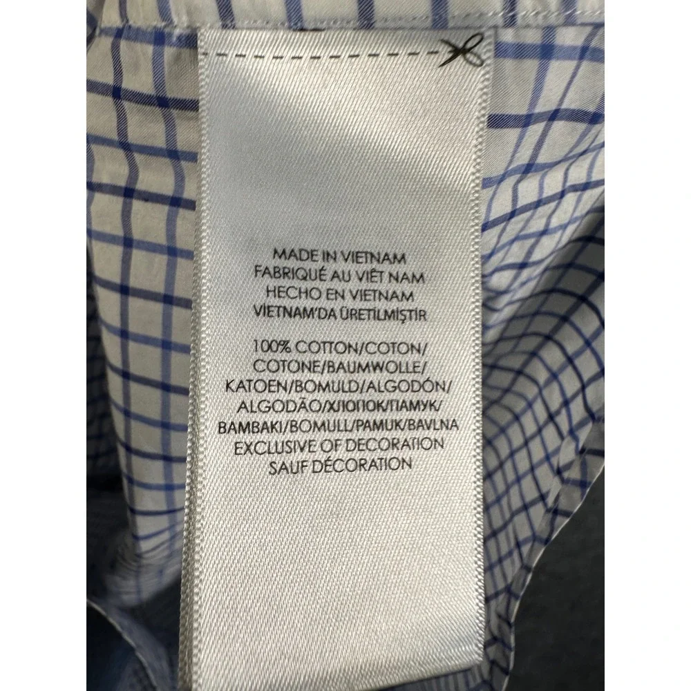 Polo Ralph Lauren Mens Large Blue White Grid Check Button Down Shirt Long Sleeve